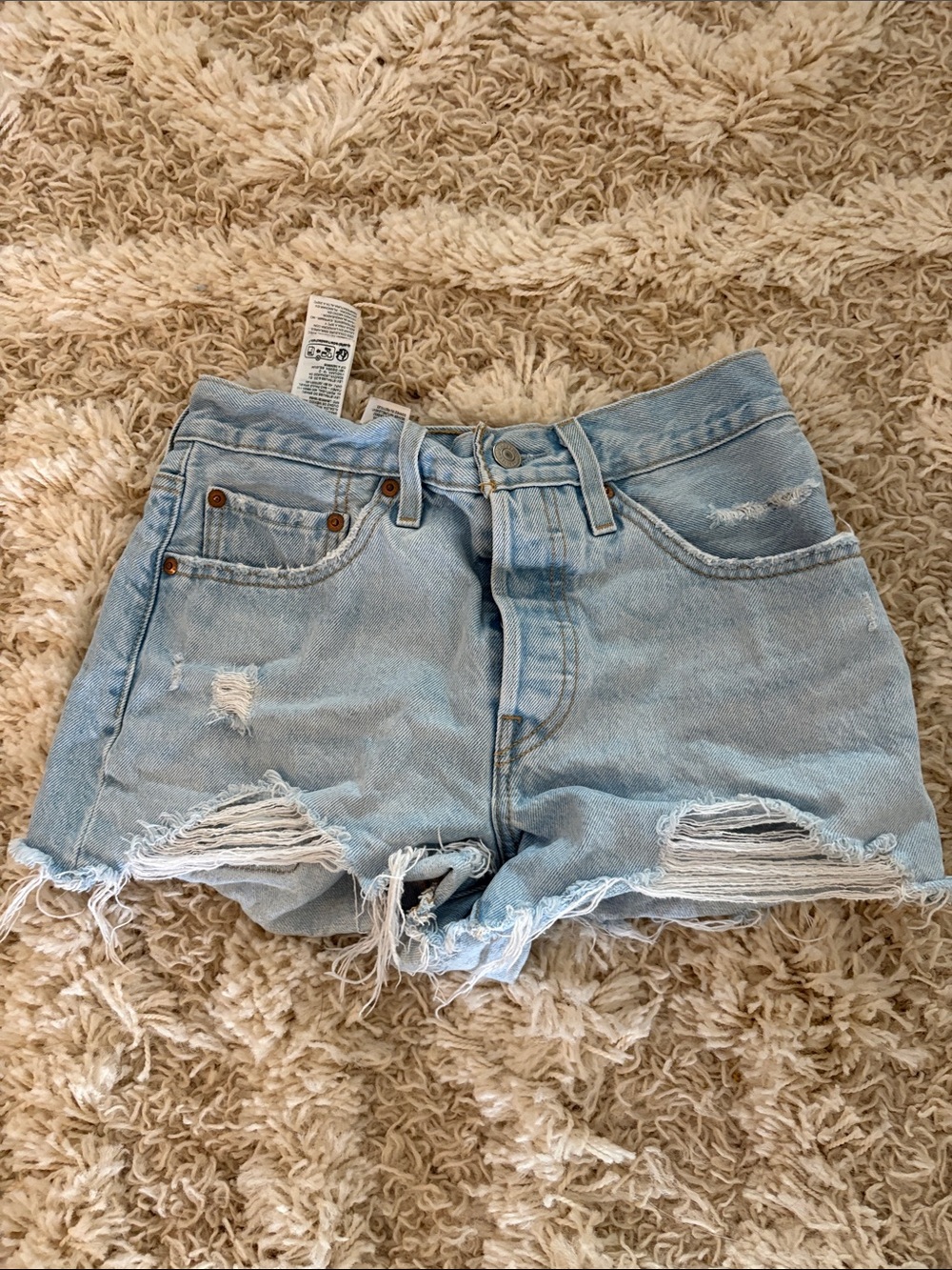 Levi's Light Blue Distressed Cutoff Jean Shorts